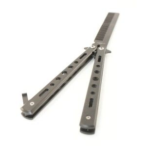 Comb Balisong Butterfly Knife Tricks Practice Trainer Black Metal USA 