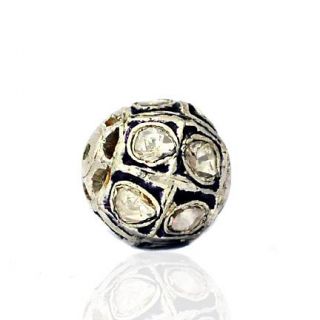 Natural 0.32 ct Pave Diamond Bead Ball Finding Jewelry .925 Sterling 
