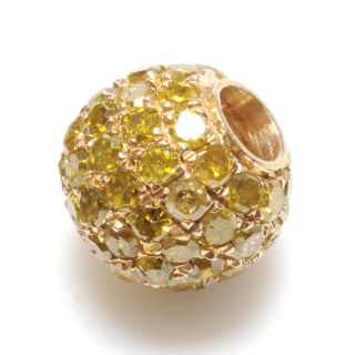 Diamond Pave Spacer Bead 14 KT Solid Gold Finding 6mm Ball Christmas 