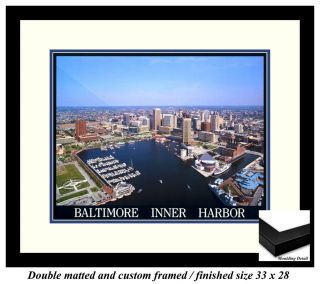 Aerial Print Photo of The Baltimore Inner Harbor Dbl Matted Custom 