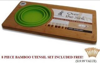 Island Bamboo Over The Sink Cutting Board Silicone Colander Free 