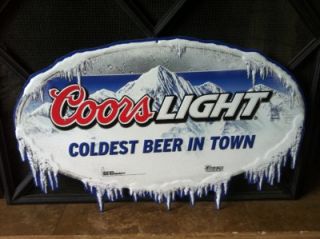 Coors Light Logo Coldest Beer in Town Promotional Tin Bar Sign New USA 