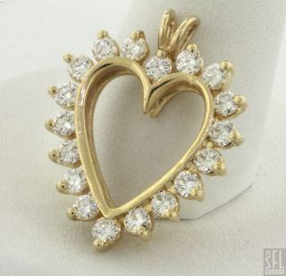 14k Gold Lovely Elegant 1 26ct Diamond Open Heart Pendant