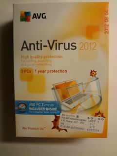 Avg Anti Virus 2012 PC Tuneup 3 Pcs 1 Year Protection