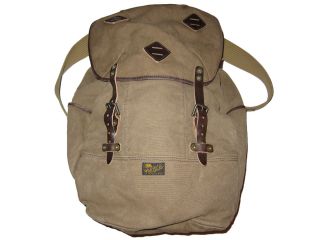 Ralph Lauren Polo Khaki Leather RL Co Backpack Canvas Book Bag Big 