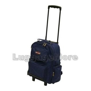16 5 Navy Rolling Backpack Wheeled School Bookbag Travel Carry on Drop 