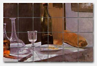   Still Life with Bottle Glass Mural Backsplash Kitchen 36x24 In