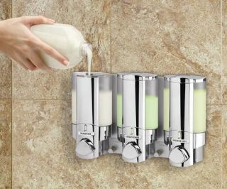 New Aviva III Triple Soap Shampoo Dispenser Chrome