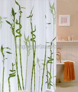    Bamboo Green Design Bathroom Beautiful Fabric Shower Curtain ha026