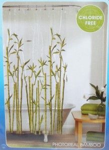 New Photoreal Bamboo Vinyl Shower Curtain Green Clear Realistic Zen 