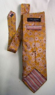 Ted Baker Silk Gold/Silver/Coral Floral Tie