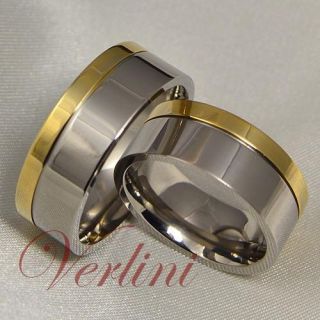 8mm Titanium Rings 14k Gold Wedding Bands Matching Set His Her Bridal 
