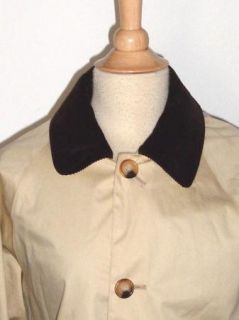 Excellent RARE Barbour England Tan Waxed Cotton Long Lined Coat Jacket 