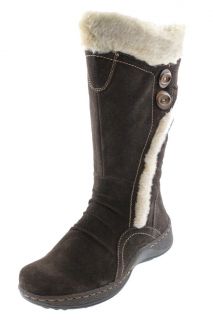 Bare Traps New Elister Brown Suede Faux Fur Ruched Mid Calf Boots 