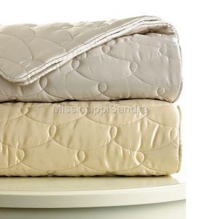 Barbara Barry Dream Champagne Silk Queen Quilted Coverlet Quilt Solid 
