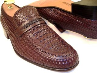 Bally Mens ORLANDO Fully Woven Brown Dress Shoes Loafers 7.5 M
