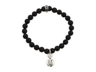King Baby Studio Black Onyx Bead Bracelet with Silver Skull and 