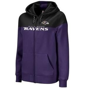 Reebok Baltimore Ravens Ladies Purple Black Football Full Zip Hoodie 