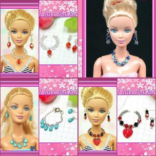 sets barbie doll jewelry lot handmade necklace earring for barbie 