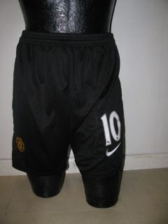 Manchester United Away Black Shorts Rooney 10 s M L XL Great Soccer 