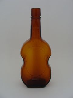 Amber Prohibition Era Bardstown Violin Shaped Whiskey Bottle 9 5 8 