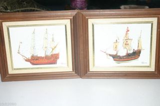 Vintage Sailboat Pictur Framed Repros Signed Barone