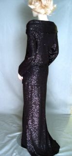 St John Couture Knit Top Gown Skirt Sz 10 All Over Beading Sequins $ 