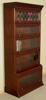 Solid Mahogany Walnut Finish Barrister Bookcase Curio Display Cabinet 