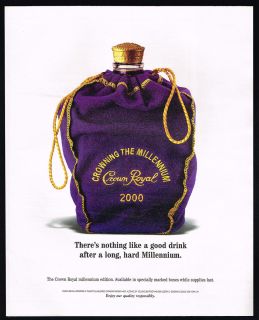 1999 Seagram Crown Royal Canadian Whisky Millennium Bag Magazine Print 