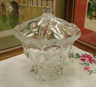 DURAND FRANCE CRYSTAL 7 CANDY BOWL & LID WITH ORIGINAL STICKER
