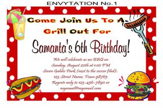 BBQ Picnic Personalized Birthday Party Invitations