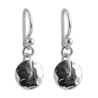 BARSE Sterling Silver 925 Hammered Circle Shield Dangle Charm Earrings 