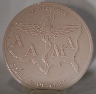   Pottery Trivet 94 Aama Bartlesville Oklahoma 1971 White