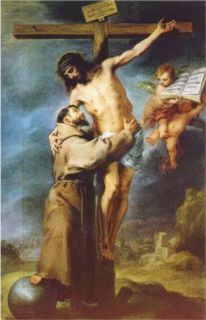   of Assisi embracing the crucified Christ   Bartolome Esteban Murillo