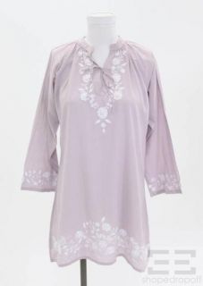 Bindya for Calypso St Barth Lilac & White Floral Embroidery Tunic Size 