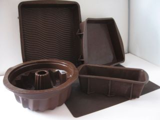  Silicone Bakeware Set of 5 by Technique ROASTING PAN BUNDT PAN 