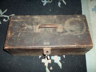 Antique vintage Carpenters Wooden Tool Storage Box Lots of character 