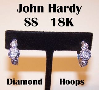 JOHN HARDY Sterling Silver/18K Gold & DIAMOND Hoop Earrings