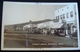 Barstow CA Real Photo Postcard Street Scene White Platt Drugs Majestic 