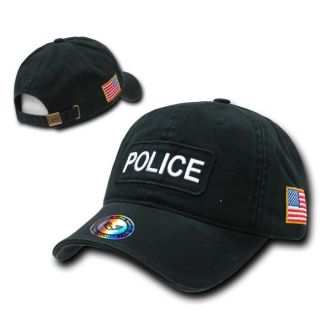 BLACK POLICE OFFICER COPS BASEBALL CAP HAT HATS US FLAG