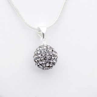Grey Ball Swarovski Crystal Pendant Silver Necklace 60