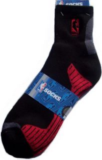 NBA Logoman Black/Red Vortex Quarter Length Socks Size Medium 5 10