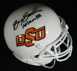 Barry Sanders Signed Oklahoma State Mini Helmet Inscribed Heisman 88 