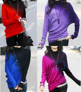 Korean Style Women Irregular Bat Wing Long Sleeve Sweater Ladies Knit 