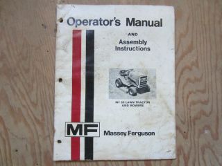 Massey Ferguson MF 85 Lawn Tractor and Mowers Operators Manual issued 