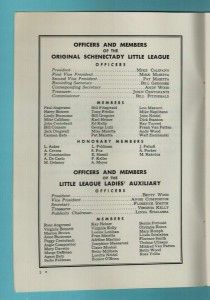 Schenectady Little League Baseball Souvenir Year Book 1958 Original 