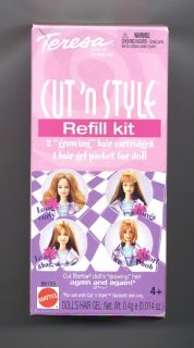 RARE Barbie Teresa Brn Hair CutN Style Refill Kit 2 HR Cartridge Gel 