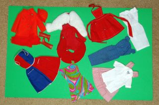 Vintage Barbie Big lot of clothes with excellent WHITE SILK sheath 