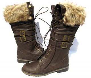   Motorcycle Boots L1 Brown shoes winter fur snow Ladies size 10