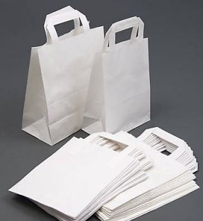 100 white sos paper carrier food bags small 9 x7